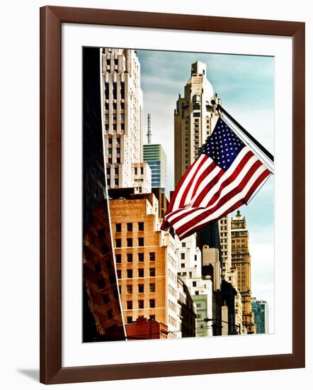 Architecture and Buildings, Skyscrapers View, American Flag, Midtown Manhattan, NYC, US, USA-Philippe Hugonnard-Framed Photographic Print