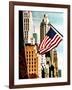 Architecture and Buildings, Skyscrapers View, American Flag, Midtown Manhattan, NYC, US, USA-Philippe Hugonnard-Framed Photographic Print