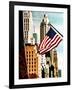 Architecture and Buildings, Skyscrapers View, American Flag, Midtown Manhattan, NYC, US, USA-Philippe Hugonnard-Framed Photographic Print