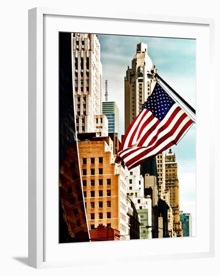 Architecture and Buildings, Skyscrapers View, American Flag, Midtown Manhattan, NYC, US, USA-Philippe Hugonnard-Framed Photographic Print