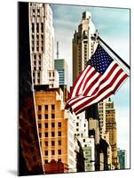 Architecture and Buildings, Skyscrapers View, American Flag, Midtown Manhattan, NYC, US, USA-Philippe Hugonnard-Mounted Photographic Print