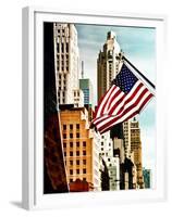 Architecture and Buildings, Skyscrapers View, American Flag, Midtown Manhattan, NYC, US, USA-Philippe Hugonnard-Framed Premium Photographic Print