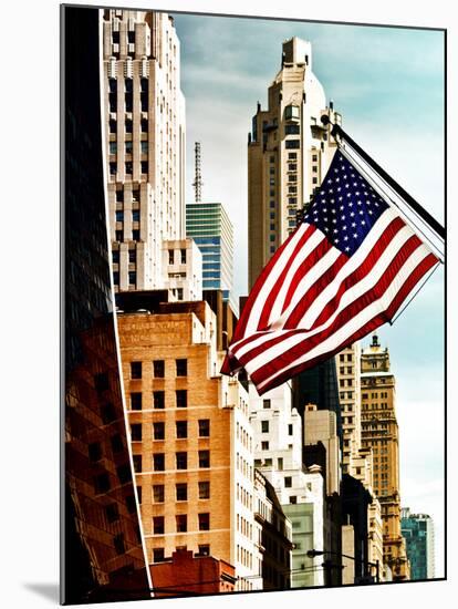 Architecture and Buildings, Skyscrapers View, American Flag, Midtown Manhattan, NYC, US, USA-Philippe Hugonnard-Mounted Premium Photographic Print