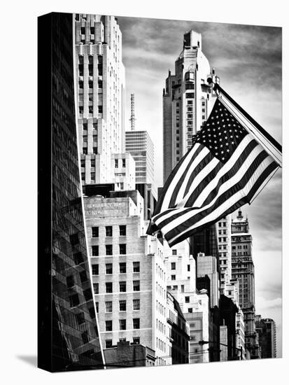 Architecture and Buildings, Skyscrapers View, American Flag, Midtown Manhattan, NYC, USA-Philippe Hugonnard-Stretched Canvas