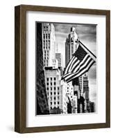 Architecture and Buildings, Skyscrapers View, American Flag, Midtown Manhattan, NYC, USA-Philippe Hugonnard-Framed Photographic Print