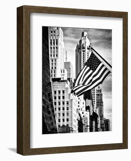 Architecture and Buildings, Skyscrapers View, American Flag, Midtown Manhattan, NYC, USA-Philippe Hugonnard-Framed Photographic Print