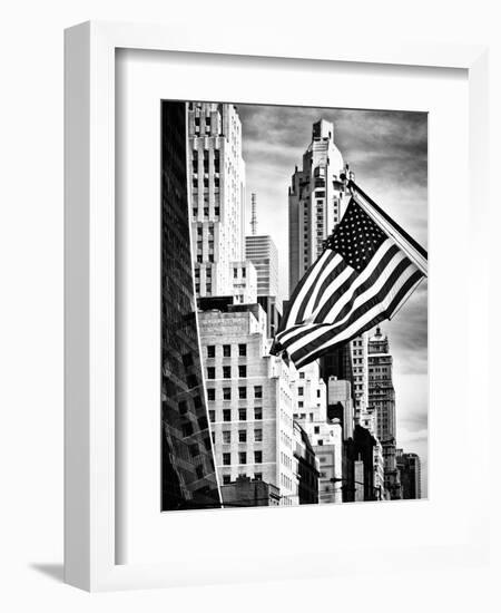 Architecture and Buildings, Skyscrapers View, American Flag, Midtown Manhattan, NYC, USA-Philippe Hugonnard-Framed Photographic Print