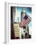 Architecture and Buildings, Skyscrapers View, American Flag, Midtown Manhattan, NYC, Vintage Colors-Philippe Hugonnard-Framed Photographic Print