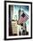 Architecture and Buildings, Skyscrapers View, American Flag, Midtown Manhattan, NYC, Vintage Colors-Philippe Hugonnard-Framed Photographic Print