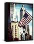 Architecture and Buildings, Skyscrapers View, American Flag, Midtown Manhattan, NYC, Vintage Colors-Philippe Hugonnard-Framed Stretched Canvas