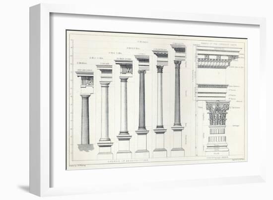 Architecture I: Orders of Architecture, engraved by Charles Lawrie-John Burley Waring-Framed Giclee Print