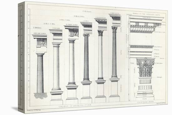 Architecture I: Orders of Architecture, engraved by Charles Lawrie-John Burley Waring-Stretched Canvas