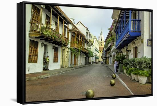 Architecture in the Plaza de San Pedro Claver, Cartagena, Colombia-Jerry Ginsberg-Framed Stretched Canvas
