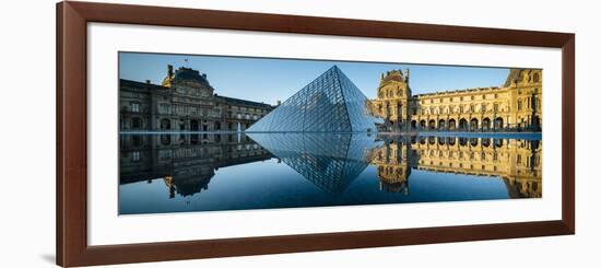 Architecture landmark Louvre Museum at dawn, Paris, France, Europe-Panoramic Images-Framed Photographic Print