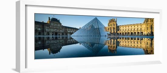 Architecture landmark Louvre Museum at dawn, Paris, France, Europe-Panoramic Images-Framed Photographic Print