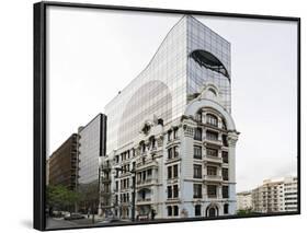 Architecture, New Building on Old Building, Architecture Mix, Lisbon, Portugal-Axel Schmies-Framed Photographic Print