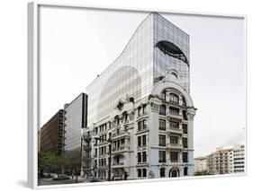 Architecture, New Building on Old Building, Architecture Mix, Lisbon, Portugal-Axel Schmies-Framed Photographic Print