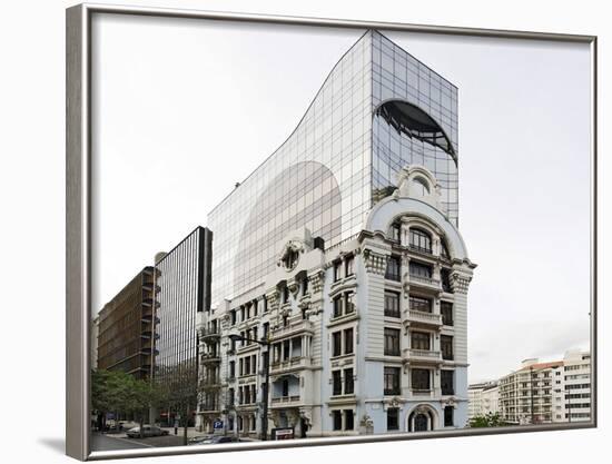 Architecture, New Building on Old Building, Architecture Mix, Lisbon, Portugal-Axel Schmies-Framed Photographic Print