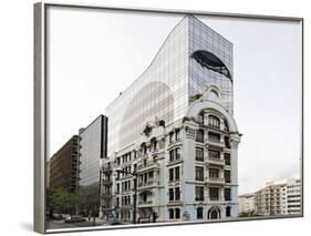 Architecture, New Building on Old Building, Architecture Mix, Lisbon, Portugal-Axel Schmies-Framed Photographic Print