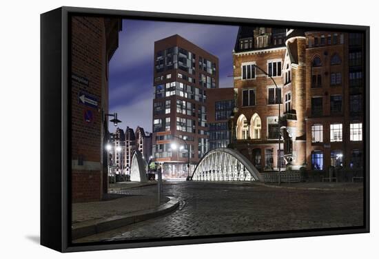 Architecture Old and Modern, Arabica House in the †berseequartier, Speicherstadt-Axel Schmies-Framed Stretched Canvas