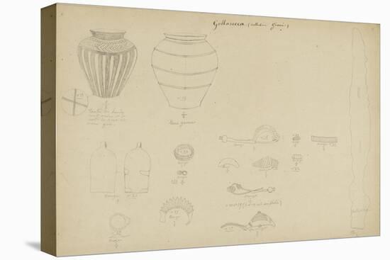 Archives MAN-Bibliothèque- chemise de planches de dessins non reliées [Voyage] Bertrand 1873-II.21-null-Stretched Canvas