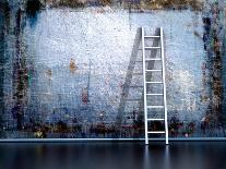 Dirty Grunge Wall With Wooden Ladder-ArchMan-Photographic Print