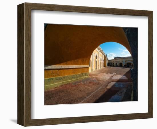 Archway and Yard, El Morro Fort, San Juan-George Oze-Framed Photographic Print