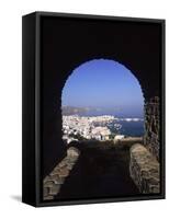 Archway from Town Castle, Mykonos, Greece-Walter Bibikow-Framed Stretched Canvas