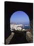 Archway from Town Castle, Mykonos, Greece-Walter Bibikow-Stretched Canvas