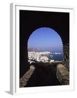 Archway from Town Castle, Mykonos, Greece-Walter Bibikow-Framed Premium Photographic Print