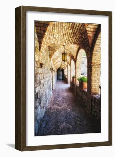 Archways Of A Tuscan Castle In Napa Valley-George Oze-Framed Photographic Print