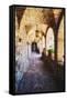 Archways Of A Tuscan Castle In Napa Valley-George Oze-Framed Stretched Canvas