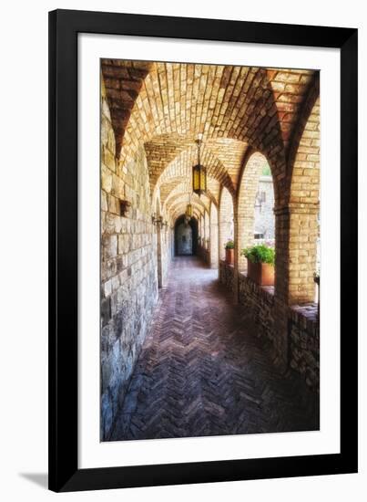 Archways Of A Tuscan Castle In Napa Valley-George Oze-Framed Photographic Print