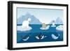 Arctic Animals Character and Background, Winter, Nature Travel and Wildlife-MuchMania-Framed Art Print