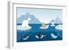 Arctic Animals Character and Background, Winter, Nature Travel and Wildlife-MuchMania-Framed Art Print