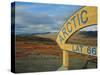 Arctic Circle Crossing Point on Road Across Tundra, Dempster Highway, Yukon, Canada-Anthony Waltham-Stretched Canvas