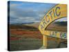 Arctic Circle Crossing Point on Road Across Tundra, Dempster Highway, Yukon, Canada-Anthony Waltham-Stretched Canvas