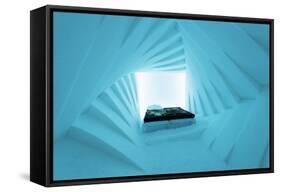 Arctic Circle, Lapland, Scandinavia, Sweden, Kiruna, Ice Hotel (Jukkasjarvi) Bedroom-Christian Kober-Framed Stretched Canvas