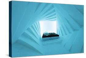 Arctic Circle, Lapland, Scandinavia, Sweden, Kiruna, Ice Hotel (Jukkasjarvi) Bedroom-Christian Kober-Stretched Canvas