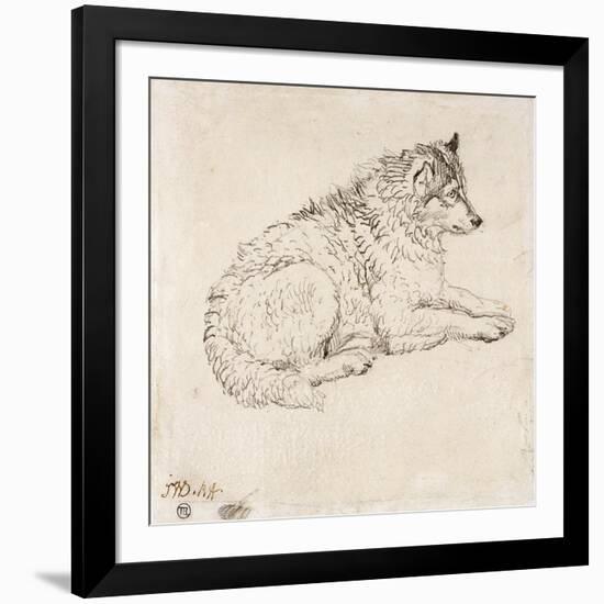 Arctic Dog, Facing Right (Pencil on Paper)-James Ward-Framed Giclee Print