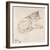 Arctic Dog, Facing Right (Pencil on Paper)-James Ward-Framed Giclee Print