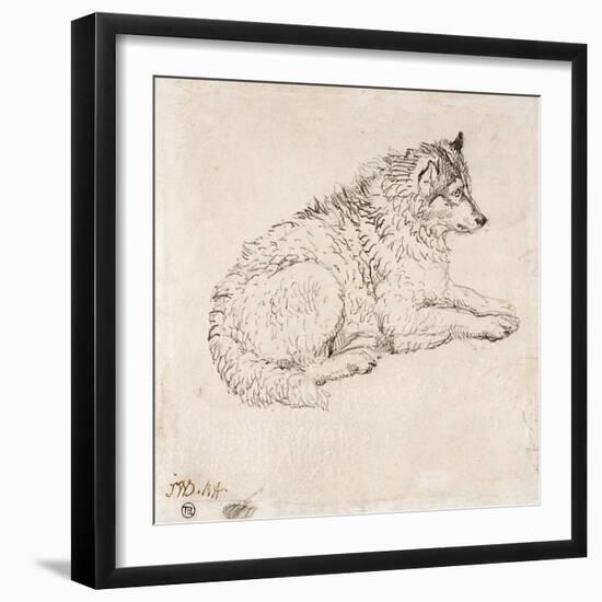 Arctic Dog, Facing Right (Pencil on Paper)-James Ward-Framed Giclee Print