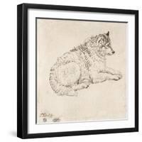 Arctic Dog, Facing Right (Pencil on Paper)-James Ward-Framed Giclee Print