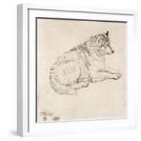 Arctic Dog, Facing Right (Pencil on Paper)-James Ward-Framed Giclee Print