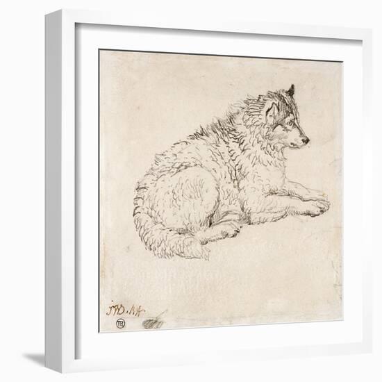 Arctic Dog, Facing Right (Pencil on Paper)-James Ward-Framed Giclee Print