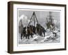 Arctic Life, Cutting a Way Out of the Ice from Winter Quarters, 1875-W Palmer-Framed Giclee Print