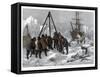 Arctic Life, Cutting a Way Out of the Ice from Winter Quarters, 1875-W Palmer-Framed Stretched Canvas