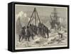 Arctic Life, Cutting a Way Out of the Ice from Winter Quarters-William Heysham Overend-Framed Stretched Canvas