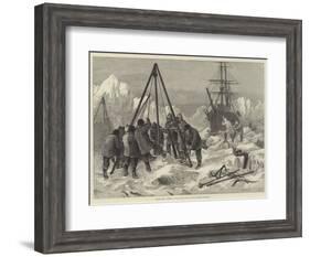 Arctic Life, Cutting a Way Out of the Ice from Winter Quarters-William Heysham Overend-Framed Giclee Print