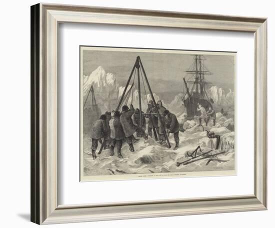 Arctic Life, Cutting a Way Out of the Ice from Winter Quarters-William Heysham Overend-Framed Giclee Print